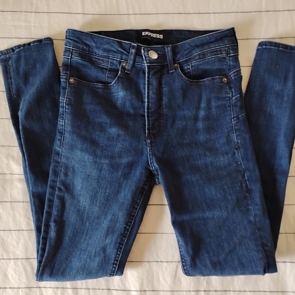 Express Women's Dark Blue Skinny Jeans